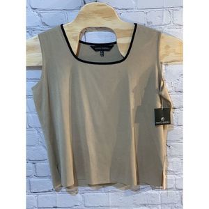 Ming Wang Tan Sleeveless Tank Top Size PL TAUPE/BLACK NEW WITH TAGS Von Maur $48